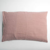 Lina spilvendrāna ar rozā/pelēki svītrotu rakstu