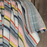 Krāsaini svītota kokvilnas samta-velūra sega/pleds