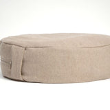 Nekrāsota, dabīgi pelēka toņa stingra lina auduma zafu - meditācijas spilvens pildīts ar griķu sēnalām