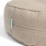 Nekrāsota, dabīgi pelēka toņa stingra lina auduma zafu - meditācijas spilvens pildīts ar griķu sēnalām