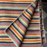 Gaiši un tumši zila/oranža/dzeltena svītraina mīksta kokvilnas flaneļa sega/pleds/gultas pārklājs 140x205cm