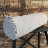 Tumši pelēka/dabīgi pelēka, svītraina, mīkstināta lina lielais griķu spilvens - rullītis - pagalvītis