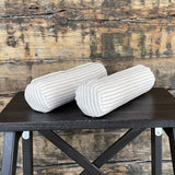 Mini rullīši ar pelēki/balti svītrainām lina spilvendrānām, griķu sēnalu spilveni