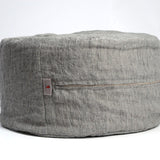 Tumši pelēka/dabīgi pelēka sīki svītrota mīkstināta lina auduma zafu - meditācijas spilvens pildīts ar griķu sēnalām