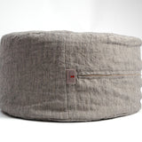 Tumši pelēka/dabīgi pelēka sīki svītrota mīkstināta lina auduma zafu - meditācijas spilvens pildīts ar griķu sēnalām