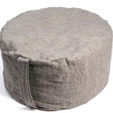 Tumši pelēka/dabīgi pelēka sīki svītrota mīkstināta lina auduma zafu - meditācijas spilvens pildīts ar griķu sēnalām