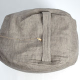 Tumši pelēka/dabīgi pelēka sīki svītrota mīkstināta lina auduma zafu - meditācijas spilvens pildīts ar griķu sēnalām