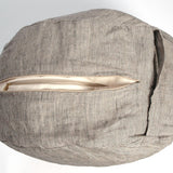 Tumši pelēka/dabīgi pelēka sīki svītrota mīkstināta lina auduma zafu - meditācijas spilvens pildīts ar griķu sēnalām