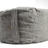 Tumši pelēka/dabīgi pelēka sīki svītrota mīkstināta lina auduma zafu - meditācijas spilvens pildīts ar griķu sēnalām