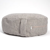 Tumši pelēka/dabīgi pelēka sīki svītrota mīkstināta lina auduma zafu - meditācijas spilvens pildīts ar griķu sēnalām