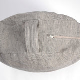 Tumši pelēka/dabīgi pelēka sīki svītrota mīkstināta lina auduma zafu - meditācijas spilvens pildīts ar griķu sēnalām