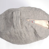 Tumši pelēka/dabīgi pelēka sīki svītrota mīkstināta lina auduma zafu - meditācijas spilvens pildīts ar griķu sēnalām