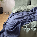 Tumši salvijas zaļa toņa mīkstināta lina segas pārvalks- dažādi izmēri