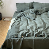 Tumši salvijas zaļa toņa mīkstināta lina segas pārvalks- dažādi izmēri