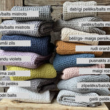 Piena balta toņa (vienkrāsains) lina/kokvilnas vienkrāsains vafeļauduma gultas pārklājs, dažādi izmēri