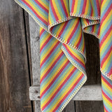 Gaiši zila/sarkana/dzeltena/gaiši zaļa svītraina mīksta kokvilnas flaneļa sega/pleds/gultas pārklājs 140x205cm