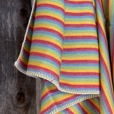 Gaiši zila/sarkana/dzeltena/gaiši zaļa svītraina mīksta kokvilnas flaneļa sega/pleds/gultas pārklājs 140x205cm