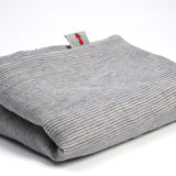 Mīkstināta lina spilvendrāna ar pelēki/zilu svītrotu rakstu