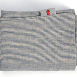 Mīkstināta lina spilvendrāna ar pelēki/zilu svītrotu rakstu